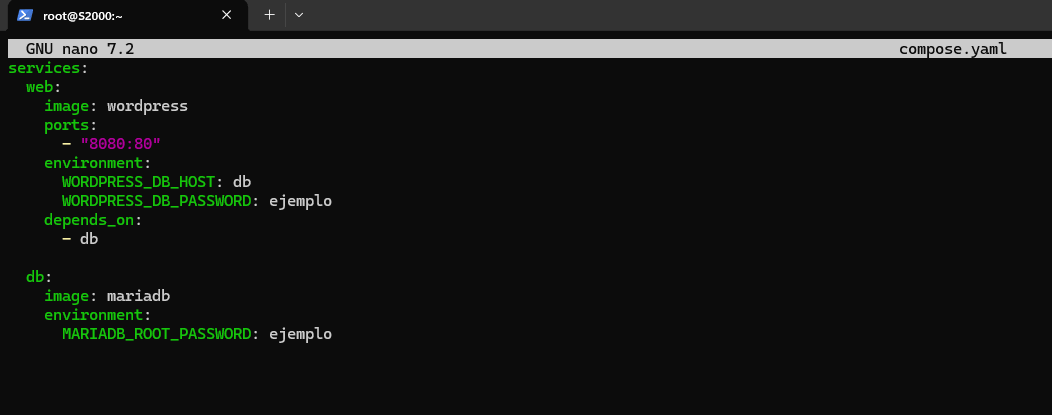 Ejemplo de compose con varios servicios