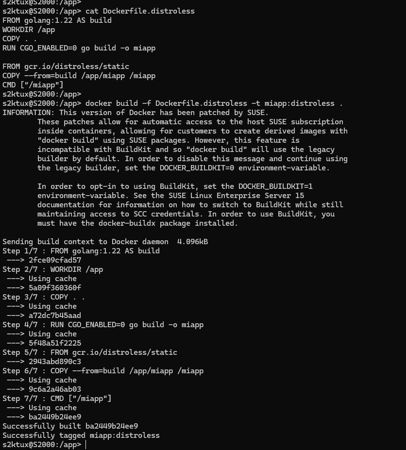 Tamaño de una imagen distroless