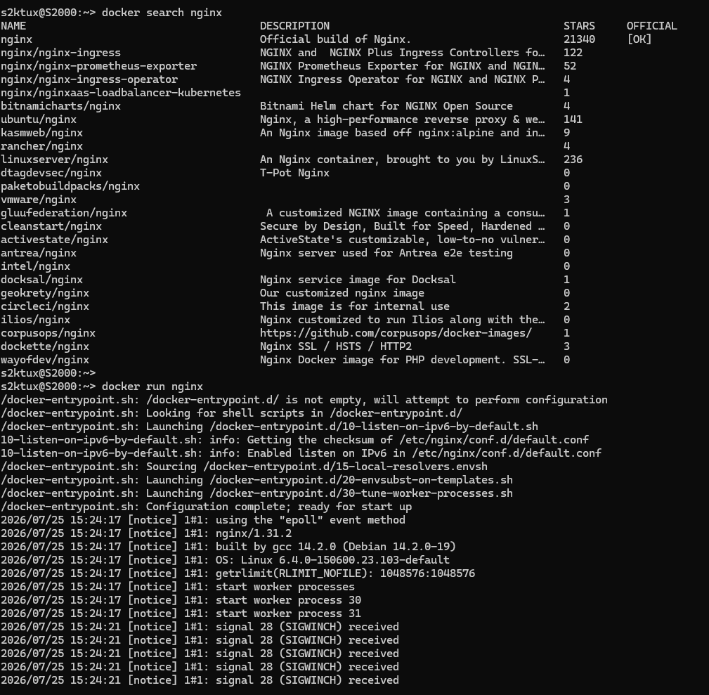Primer docker run