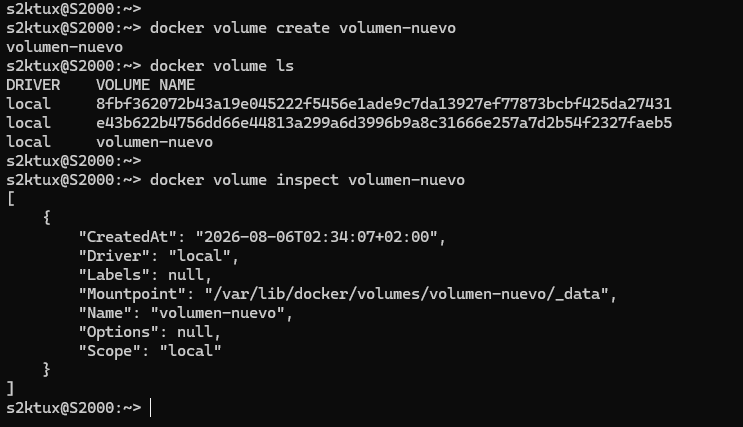 Crear e inspeccionar un volumen