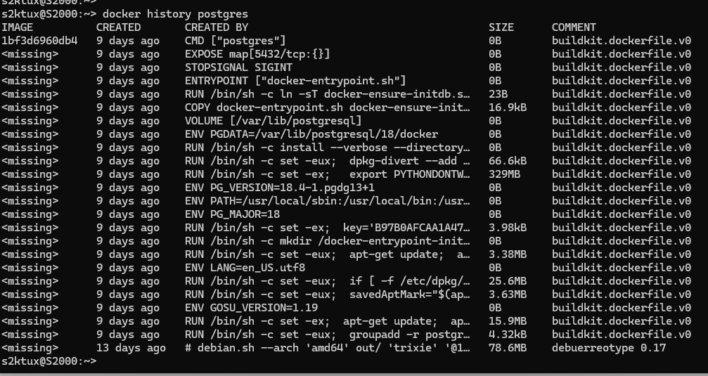 docker history