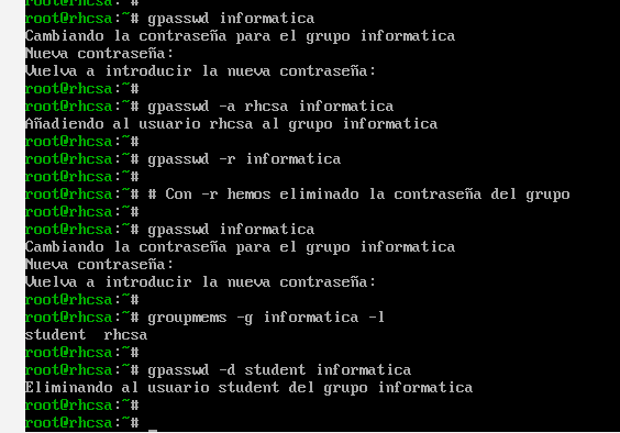 Gestión de la pertenencia a grupos con gpasswd