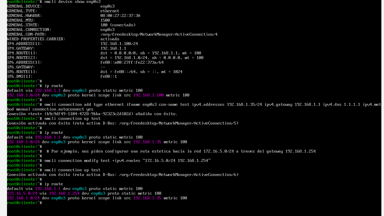 nmcli ejemplo configuración