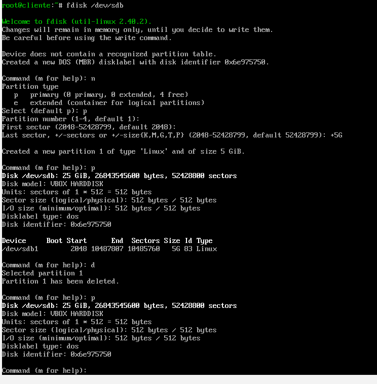 Creación de particiones con fdisk