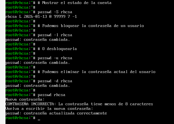 Uso de passwd