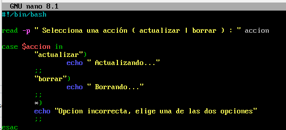 Sintaxis de case