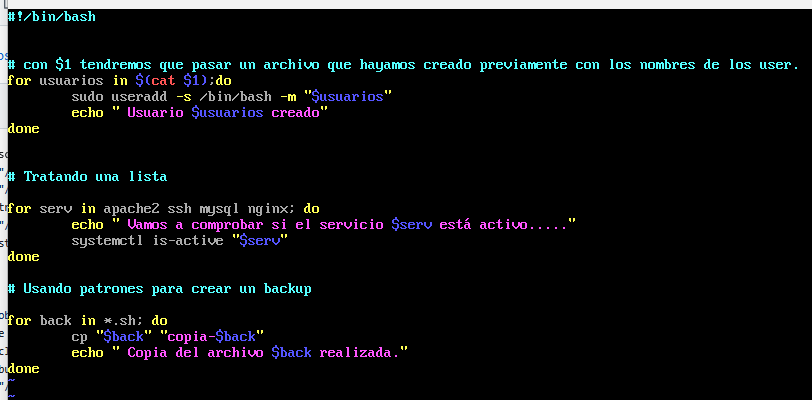 Ejemplo bucle for