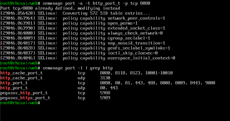 Puertos SELinux change