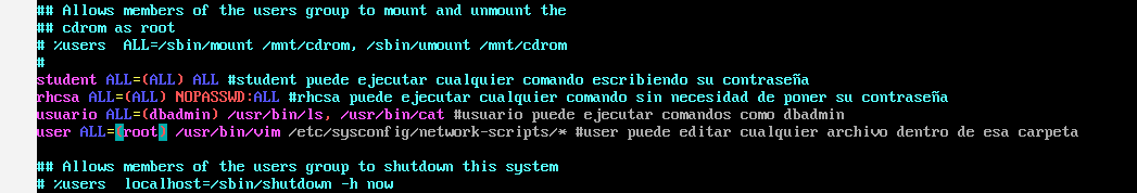 Configuración de sudoers